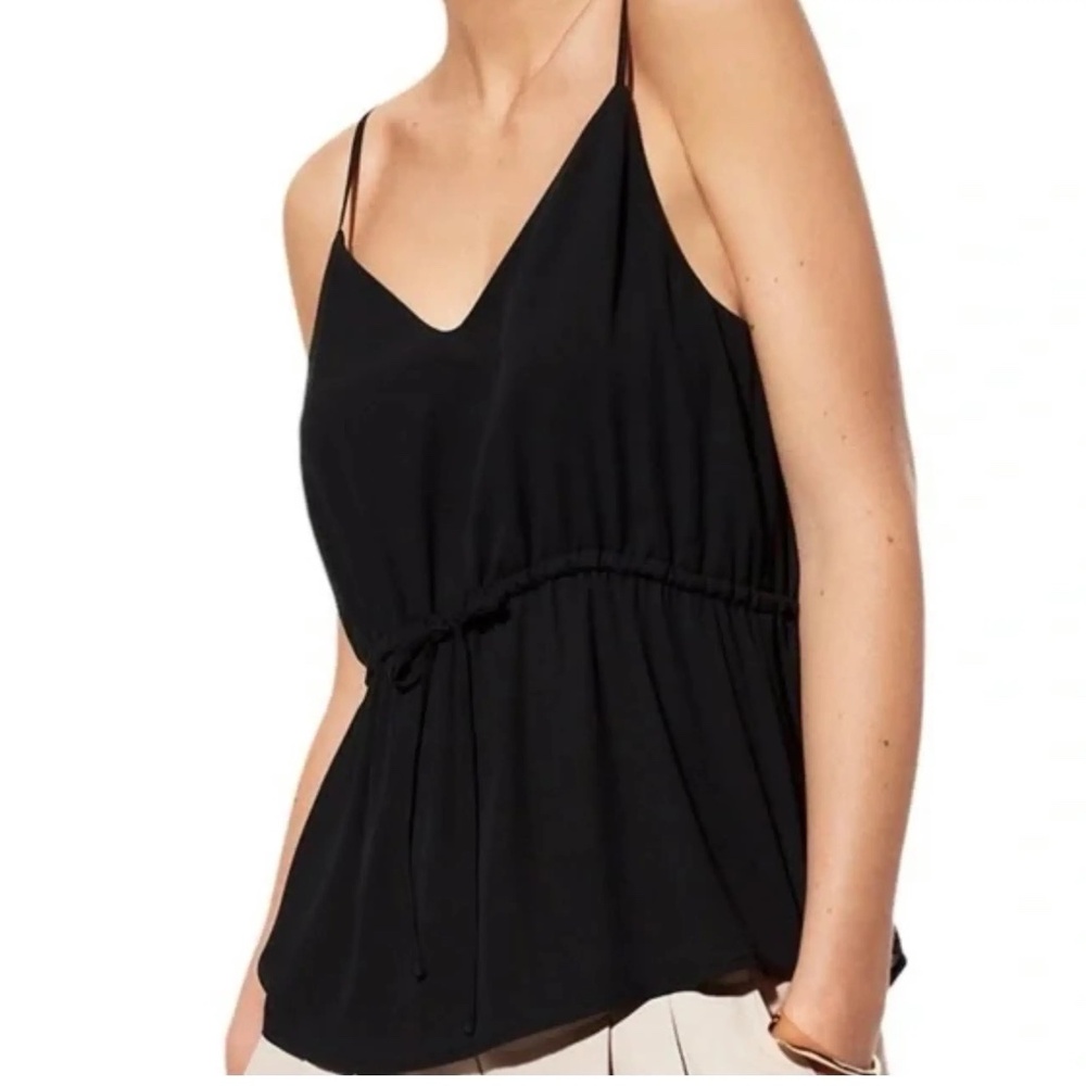 Aritzia Babaton Whimsigoth Babydoll Synched Tie Black Top Woman's Size XS